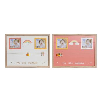 Cuadro Portafotos Con Pinzas Dkd Home Decor Madera Mdf Arcoíris (2 Pcs) (42 X 2 X 32 Cm)