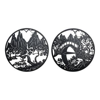 Figura Decorativa Dkd Home Decor Paisaje Oriental Metal (2 Pcs) (98 X 1 X 98 Cm)