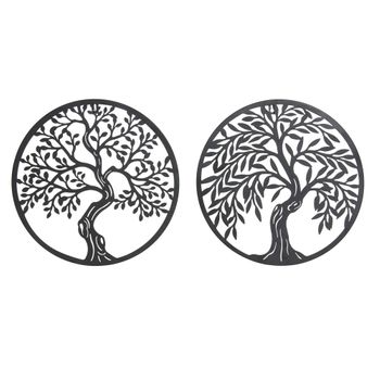 Decoración De Pared Dkd Home Decor Negro Metal Árbol (2 Pcs) (40 X 1 X 40 Cm)