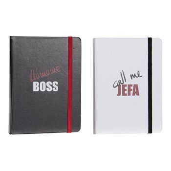 Libreta Dkd Home Decor Blanco Negro Rojo (2 Pcs) (10.5 X 1.5 X 14.5 Cm)