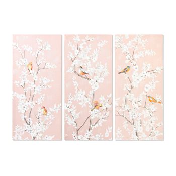 Cuadro Dkd Home Decor Pájaro Oriental (40 X 3 X 90 Cm) (3 Unidades)