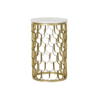 Mesa Auxiliar Dkd Home Decor Blanco Mármol Hierro Dorado (30.5 X 30.5 X 50 Cm)