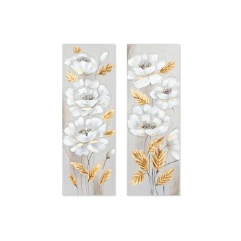 Cuadro Dkd Home Decor Flores (2 Unidades) (40 X 3 X 120 Cm)