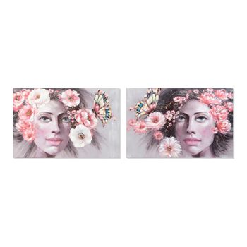 Cuadro Dkd Home Decor Girl Lienzo (2 Pcs) (120 X 3 X 80 Cm)