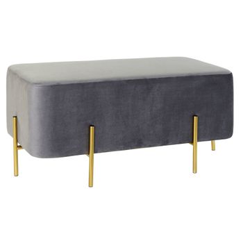 Banqueta Dkd Home Decor Gris Poliéster Metal Dorado (91 X 46.5 X 42 Cm)