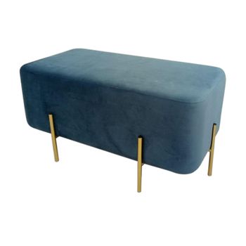 Banqueta Dkd Home Decor Azul Poliéster Metal (91 X 46.5 X 42 Cm)