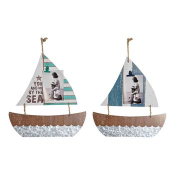 Decoración Colgante Dkd Home Decor Velero Cuerda Madera Mdf (2 Pcs) (40 X 2 X 43 Cm)