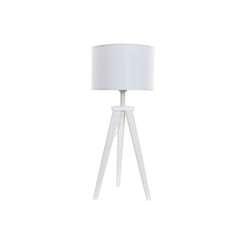 Lámpara De Mesa Dkd Home Decor Blanco Poliéster Madera 220 V 50 W (30 X 30 X 72 Cm)