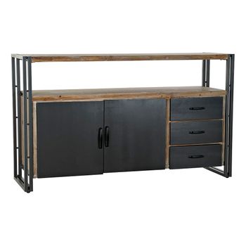 Mueble De Tv Dkd Home Decor Negro Metal Abeto (145 X 40 X 86 Cm)