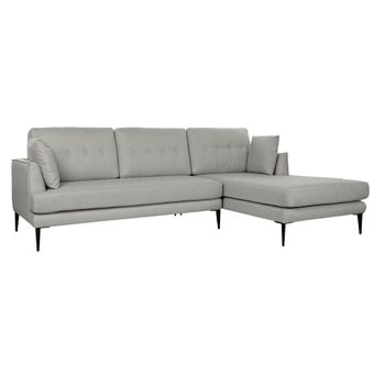 Sofá Chaise Longue Dkd Home Decor Gris Poliéster Metal (240 X 160 X 85 Cm)