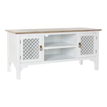 Mueble De Tv Dkd Home Decor Blanco Abeto Marrón Claro (120 X 45 X 57 Cm)