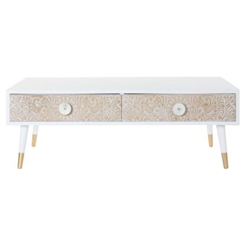 Mueble De Tv Dkd Home Decor Blanco Abeto Marrón Claro (120 X 65 X 42 Cm)