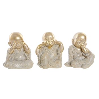 Figura Decorativa Dkd Home Decor Resina Monje (3 Pcs) (8.5 X 7 X 9.7 Cm)