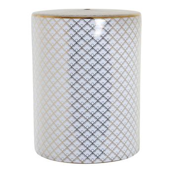 Mesa Auxiliar Dkd Home Decor Blanco Porcelana Dorado (33 X 33 X 42 Cm)