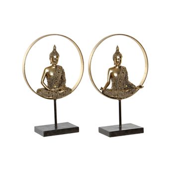 Figura Decorativa Dkd Home Decor Metal Buda Resina (26 X 11 X 40 Cm) (2 Pcs)