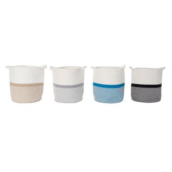 Cesta Dkd Home Decor Negro Gris Beige Azul Algodón (30 X 30 X 35 Cm) (4 Pcs)