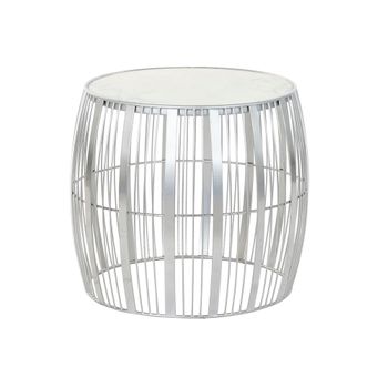 Mesa Auxiliar Dkd Home Decor Blanco Mármol Hierro Plateado (46 X 46 X 41 Cm)