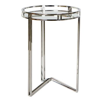 Mesa Auxiliar Dkd Home Decor Cristal Acero Plateado (42 X 42 X 61 Cm)