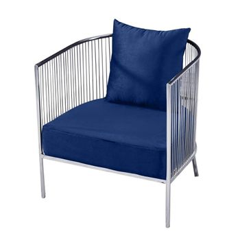 Sillón Dkd Home Decor Poliéster Acero Azul Marino (66 X 69 X 70 Cm)