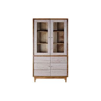 Vitrina Dkd Home Decor Crema Cristal Acacia (100 X 40 X 192 Cm)