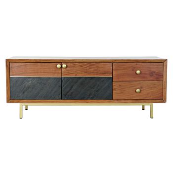 Mueble De Tv Dkd Home Decor Marrón Negro Acacia (130 X 42 X 49 Cm)