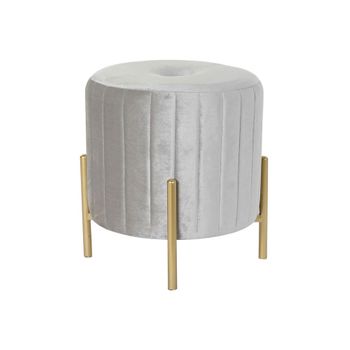 Reposapiés Dkd Home Decor Gris Terciopelo Metal Dorado (44 X 44 X 46 Cm)