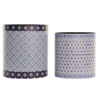 Set De Cubos Dkd Home Decor Azul Madera (31,5 X 23 X 35,3 Cm)