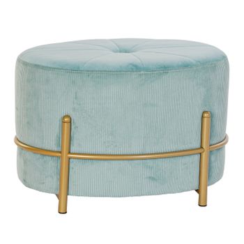 Banqueta Dkd Home Decor Poliéster Metal Dorado Azul Cielo