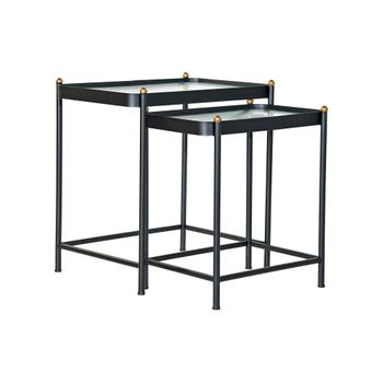 Mesa Auxiliar Dkd Home Decor Negro Metal Cristal (2 Pcs)