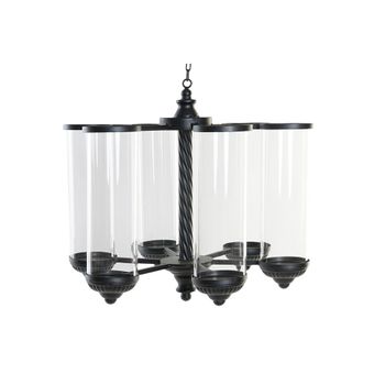 Portavelas Dkd Home Decor Negro Metal Cristal (53 X 53 X 52 Cm)