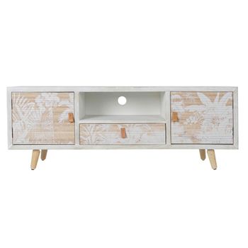 Mueble De Tv Dkd Home Decor Blanco Madera Bambú (140 X 40 X 51 Cm)