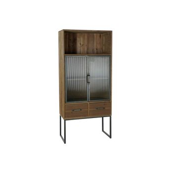 Armario Dkd Home Decor Negro Madera Metal Cristal (70 X 34.5 X 160 Cm)