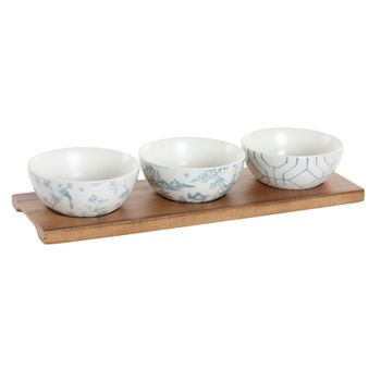 Set De Aperitivo Dkd Home Decor Porcelana Acacia (30 X 9.5 X 1.3 Cm) (9,5 X 9,5 X 4 Cm)