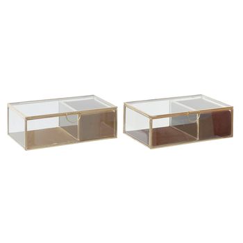 Caja-joyero Dkd Home Decor Cristal Poliéster (18 X 10 X 6 Cm) (2 Unidades)