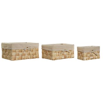 Juego De Cestas Dkd Home Decor Lino Fibra Bali (3 Pcs)