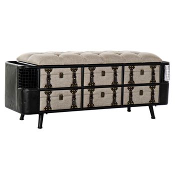 Banqueta Dkd Home Decor Negro Beige Poliuretano Metal (120 X 40 X 50 Cm)