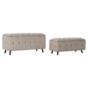 Banqueta Dkd Home Decor Negro Beige Poliuretano Metal (2 Pcs) (103 X 42 X 52 Cm)