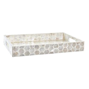 Bandeja De Aperitivos Dkd Home Decor Mosaico Blanco Nácar Boho (30 X 20 X 4 Cm)