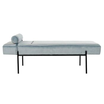 Sofá Chaise Longue Dkd Home Decor Metal Poliéster Azul Cielo (140 X 59 X 42 Cm)