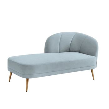 Sofá Chaise Longue Dkd Home Decor Azul Cielo Poliéster Pino (160 X 80 X 90 Cm)