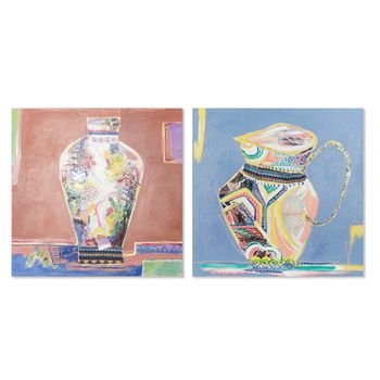 Cuadro Dkd Home Decor Lienzo Jarrón (2 Pcs) (80 X 2.8 X 80 Cm)