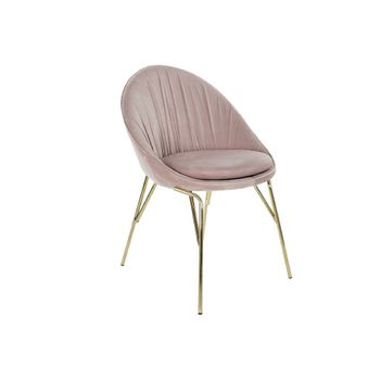 Silla De Comedor Dkd Home Decor Rosa Dorado Metal Poliéster (60 X 60 X 85 Cm)