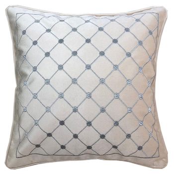 Cojín Dkd Home Decor Blanco Gris Poliéster Terciopelo Rombos (45 X 10 X 45 Cm)