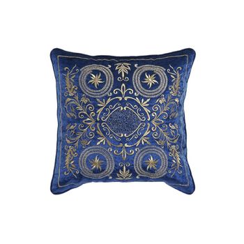 Cojín Dkd Home Decor Azul Poliéster Terciopelo Dorado (45 X 10 X 45 Cm)