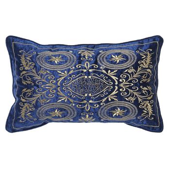 Cojín Dkd Home Decor Poliéster Terciopelo Dorado Azul Marino (50 X 10 X 30 Cm)