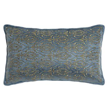 Cojín Dkd Home Decor Azul Poliéster Terciopelo Dorado (50 X 10 X 30 Cm)