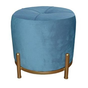 Reposapiés Dkd Home Decor Azul Poliéster Metal Dorado (38 X 38 X 34 Cm)