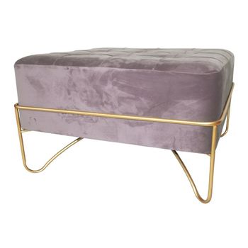 Banqueta Dkd Home Decor Rosa Poliéster Espuma Metal Dorado Madera Mdf (80 X 80 X 47 Cm)