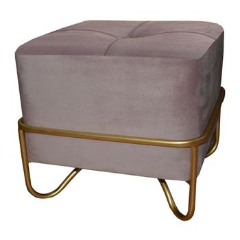 Banqueta Dkd Home Decor Rosa Poliéster Espuma Metal Dorado Madera Mdf (42 X 42 X 38 Cm)