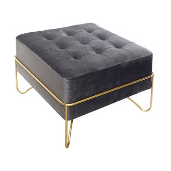 Banqueta Dkd Home Decor Gris Poliéster Espuma Metal Dorado Madera Mdf (42 X 42 X 38 Cm)